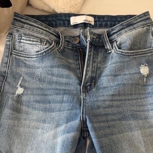 VERVET by Flying Monkey High-Rise Light Blue Distressed Jeans